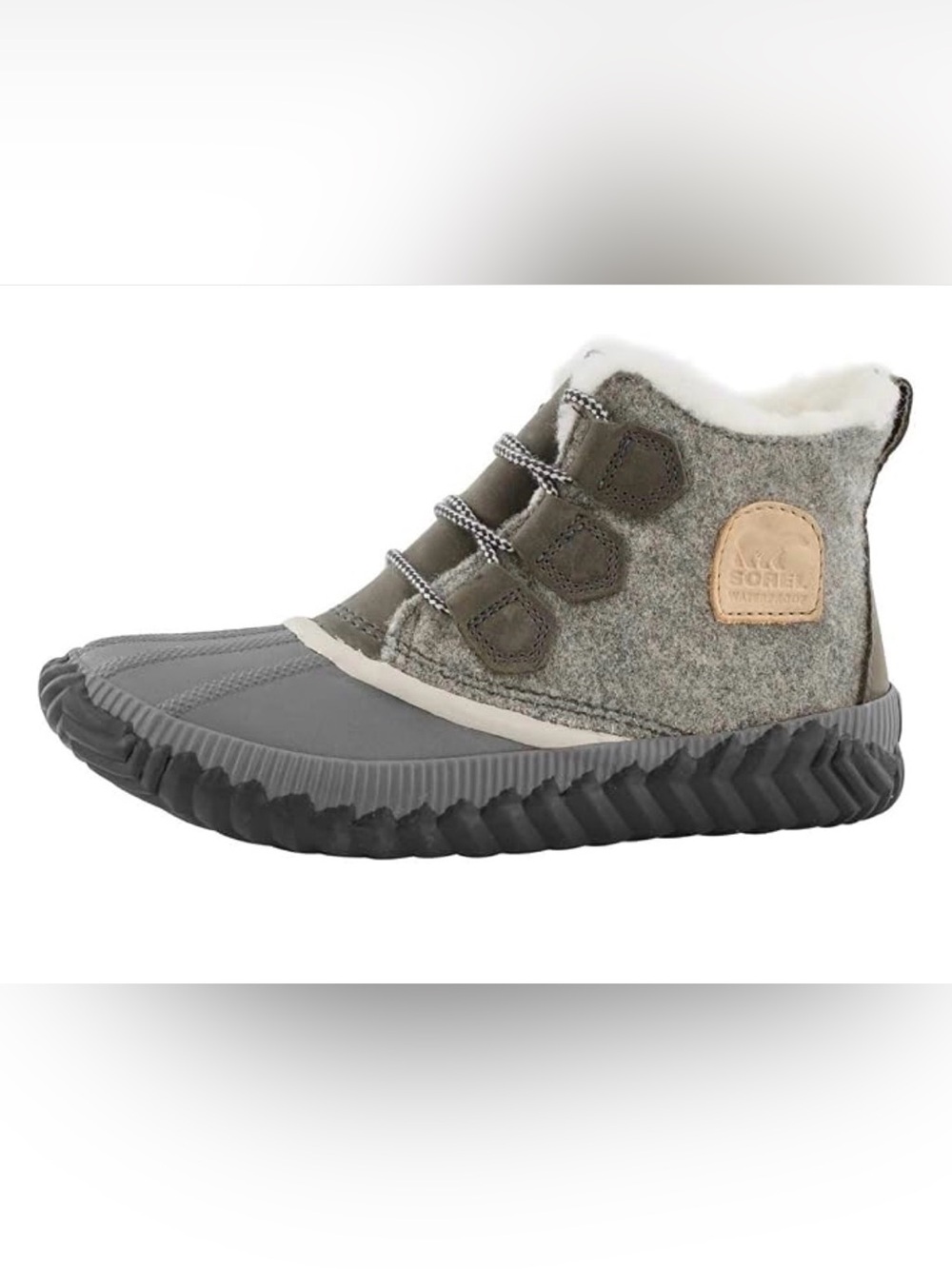 Sorel Out ’N About Plus Felt Winter Rain 1834081 Sz 6 Waterproof Quarry Gray